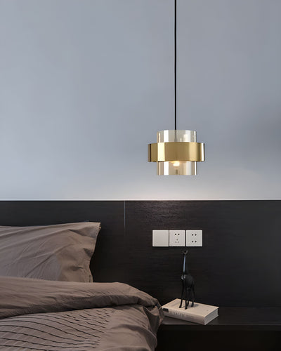 Solara Gold Glass Pendant Light with Industrial Edge - OpalDwell