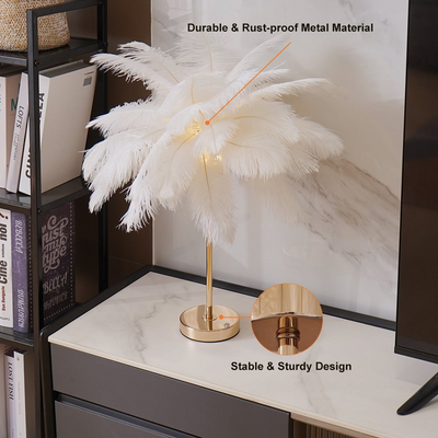 Aurelia Glow Gilded Art Deco Feather Table Lamp Warm Ambient Light - OpalDwell