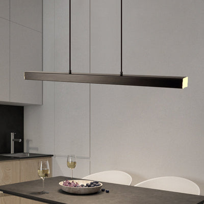 Nexis Linear Metal LED Pendant Light in Black and Brown OpalDwell