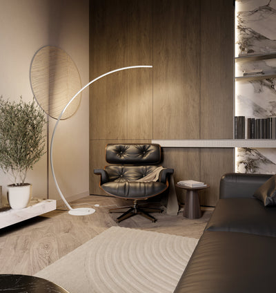 LumaArc LED Floor Lamp With Foot Switch, 2700K Dimmable OpalDwell