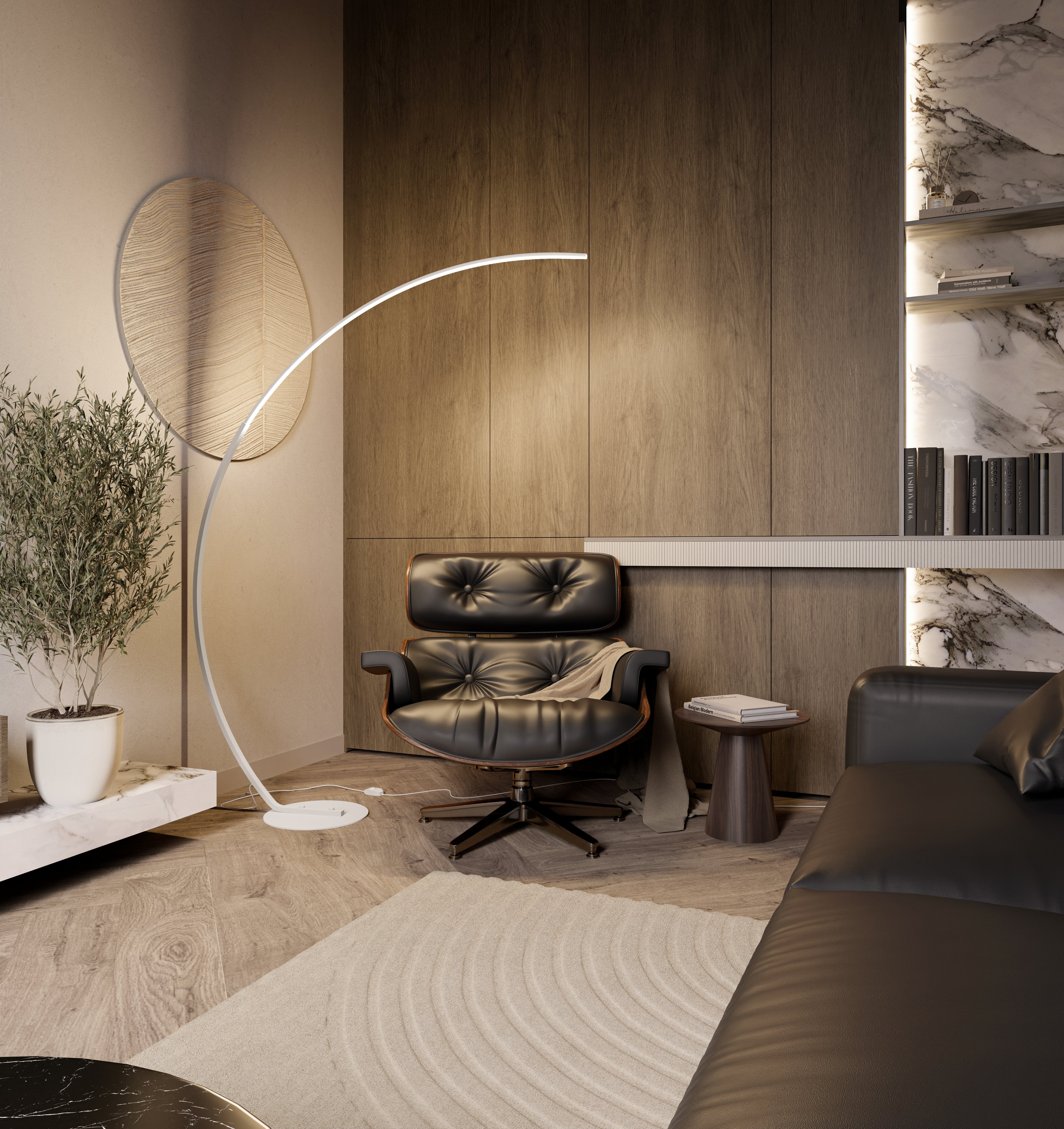LumaArc LED Floor Lamp With Foot Switch, 2700K Dimmable OpalDwell