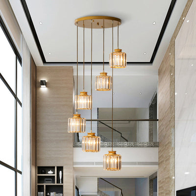 AstraLumen Crystal Cylinder Pendant Lamp Modern Aluminum - OpalDwell