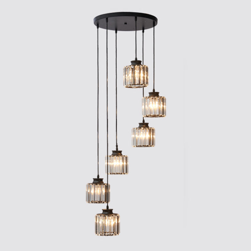 AstraLumen Crystal Cylinder Pendant Lamp Modern Aluminum - OpalDwell