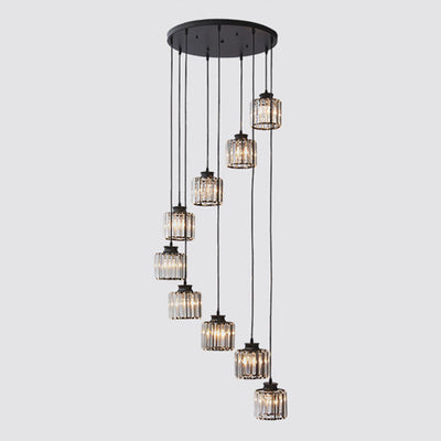 AstraLumen Crystal Cylinder Pendant Lamp Modern Aluminum - OpalDwell