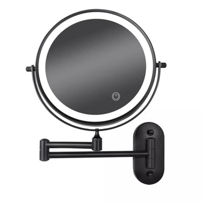 Velora Black Dual-Arm Magnifying Vanity Mirror With Rechargeable LED OpalDwell