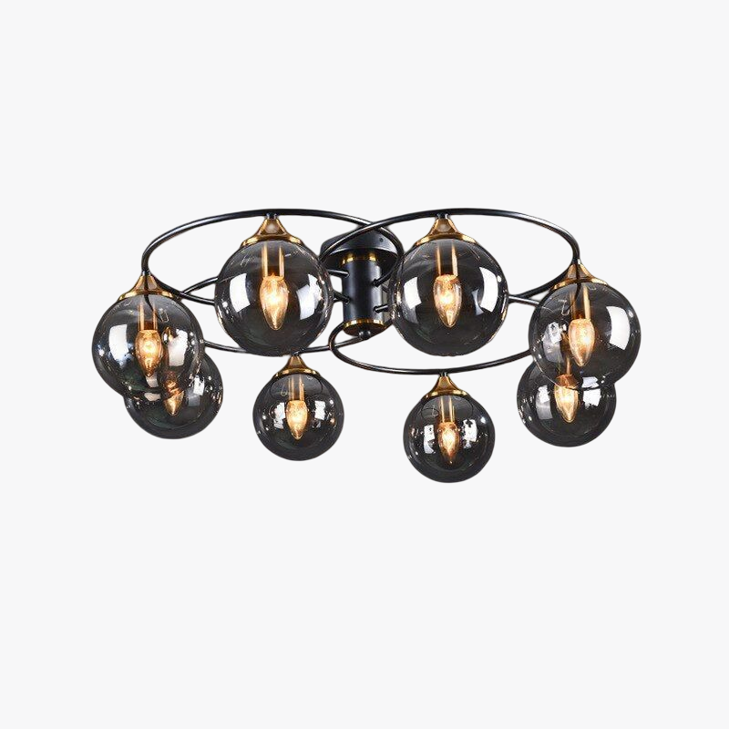 LuminaraArc Vintage Round Smoky Glass Chandelier Dimmable - OpalDwell