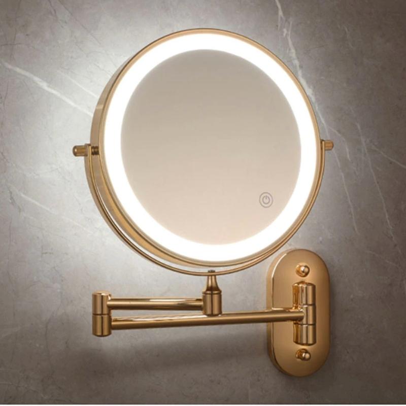 Luxeva Gold Rechargeable LED Magnifying Mirror For Bathroom OpalDwell