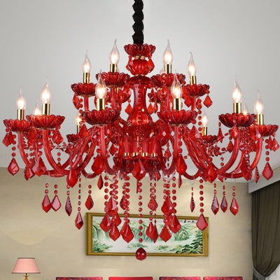 Luminra Crimson Crystal Chandelier for Modern Living Rooms - OpalDwell