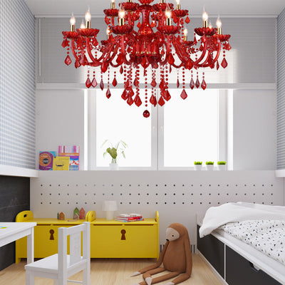 Luminra Crimson Crystal Chandelier for Modern Living Rooms - OpalDwell
