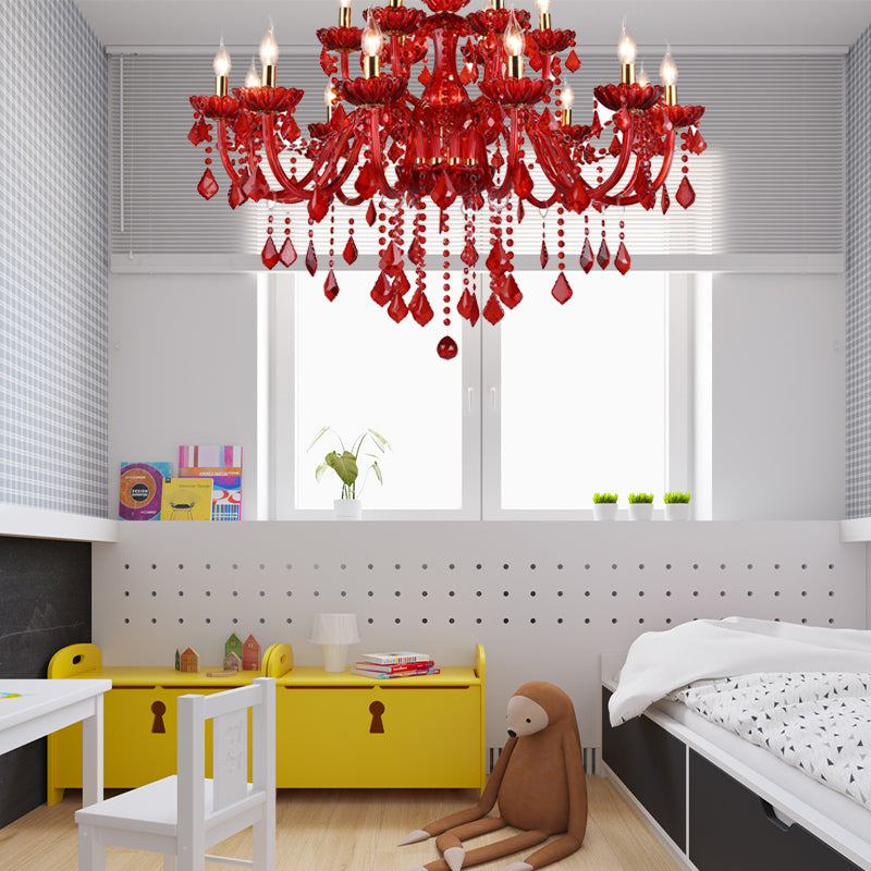 Aurelia Crimson Crystal Chandelier for Modern Living Rooms OpalDwell