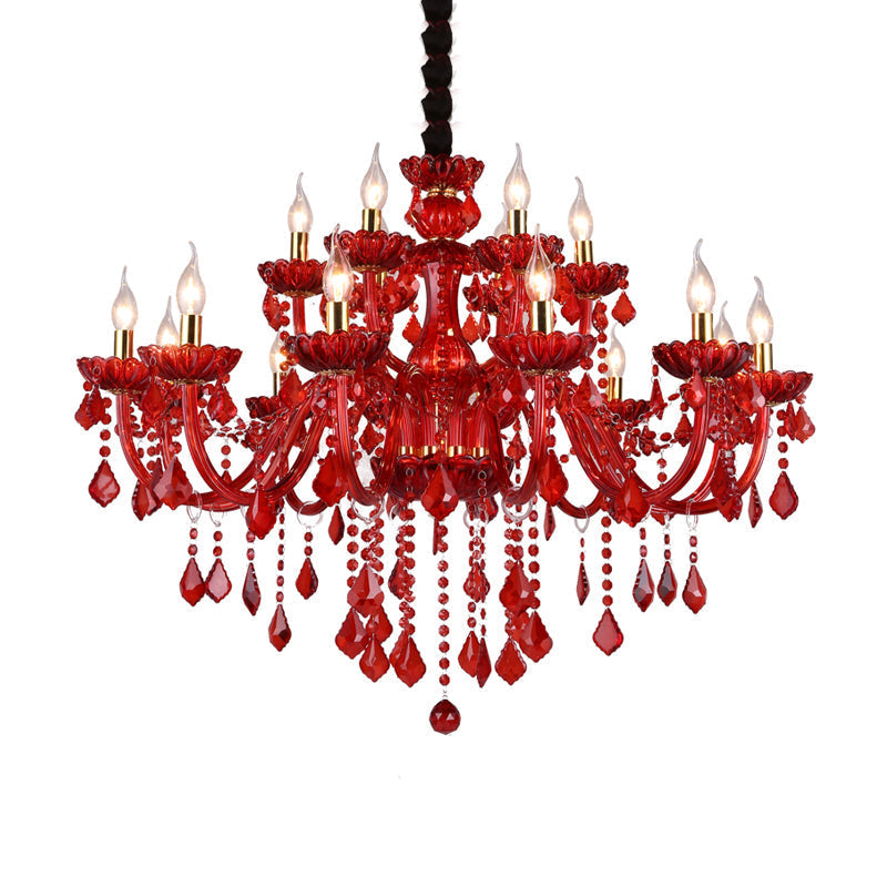 Luminra Crimson Crystal Chandelier for Modern Living Rooms - OpalDwell