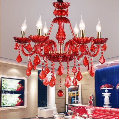 Luminra Crimson Crystal Chandelier for Modern Living Rooms - OpalDwell