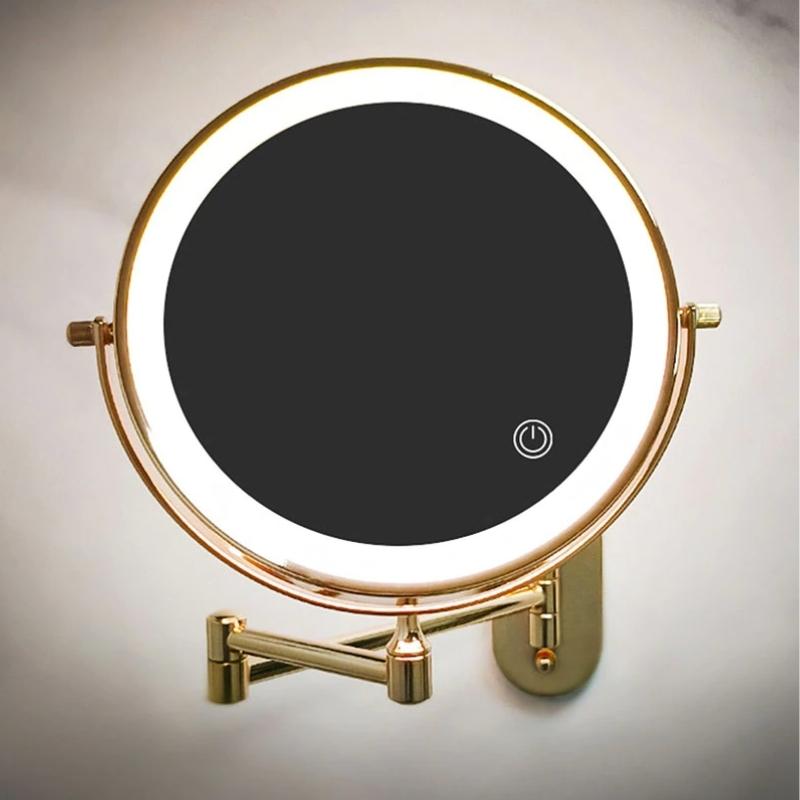 Luxeva Gold Rechargeable LED Magnifying Mirror For Bathroom OpalDwell
