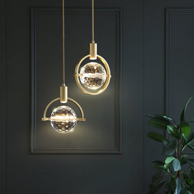 AuraRing Crystal Pendant Light LED Ring Lamp Fixture - OpalDwell