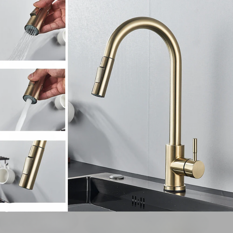 AeroFlex Kitchen Faucet with Flexible Spout Brushed Nickel OpalDwell
