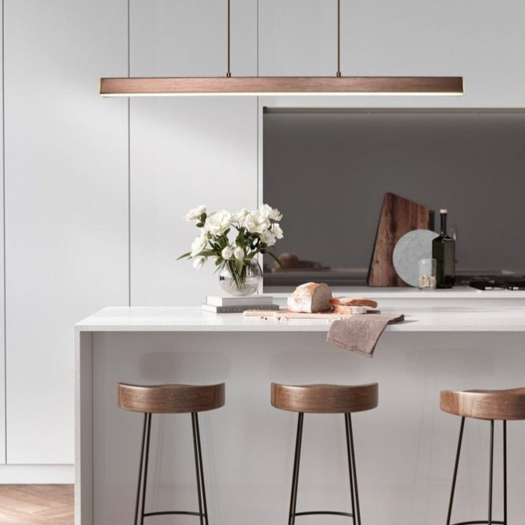 Aureon Linear LED Chandelier For Dining And Office In Black Or Brown - OpalDwell