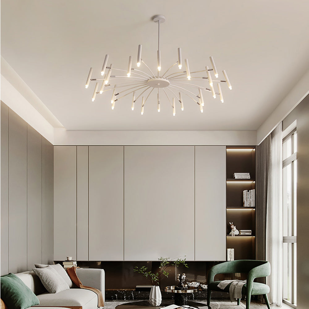 ElaraLuxe Gold and Black LED Chandelier for Modern Living - OpalDwell