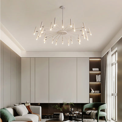 ElaraLuxe Gold and Black LED Chandelier for Modern Living - OpalDwell