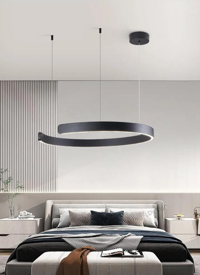 LyraHalo Round LED Chandelier for Living Room Soft Ambient Glow - OpalDwell