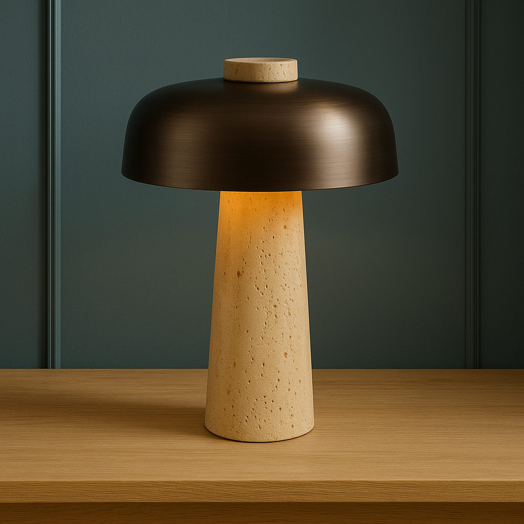 Mushroom Table Lamp With Stone Base, Modern Decorative Light - OpalDwell