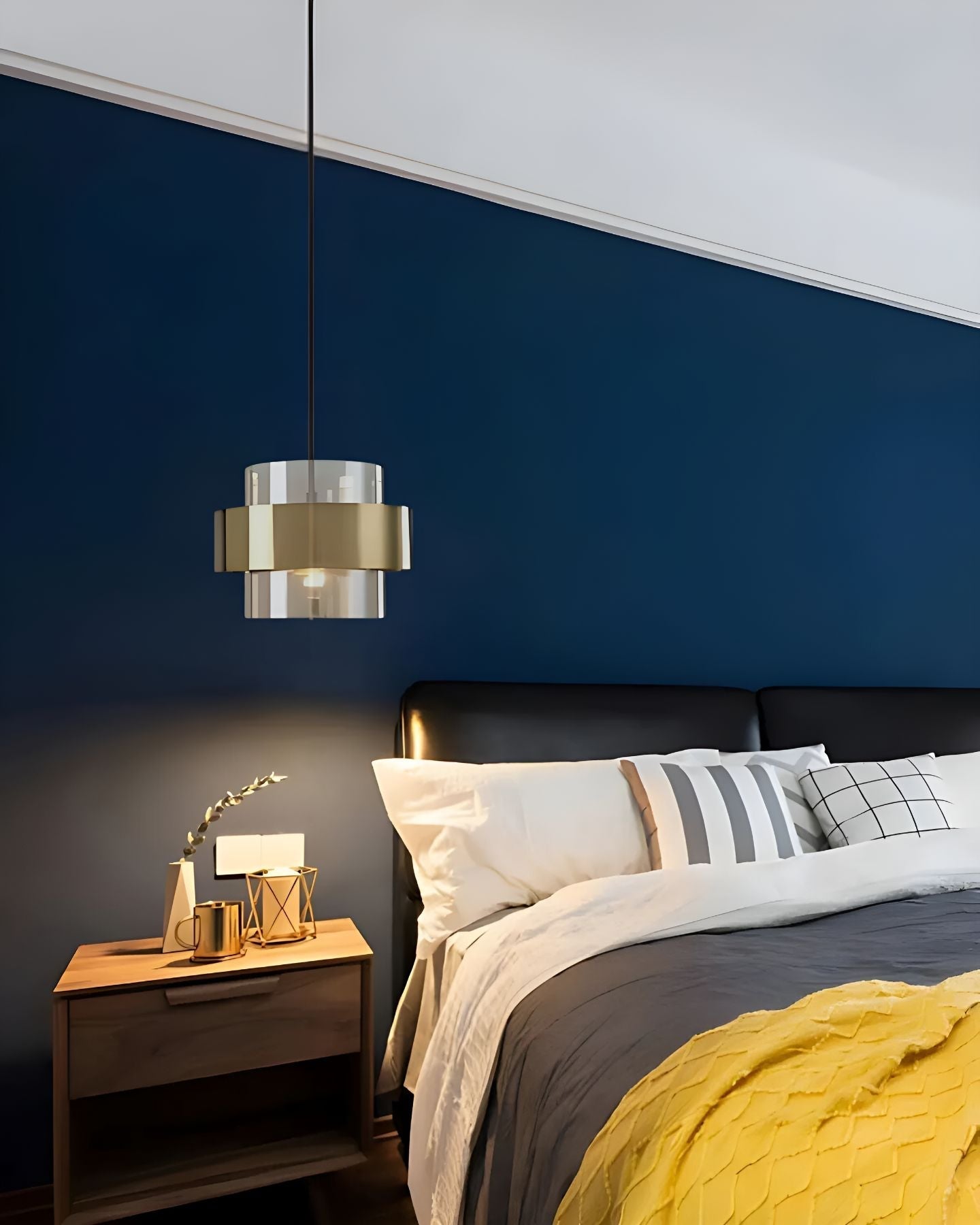 Solara Gold Glass Pendant Light with Industrial Edge - OpalDwell