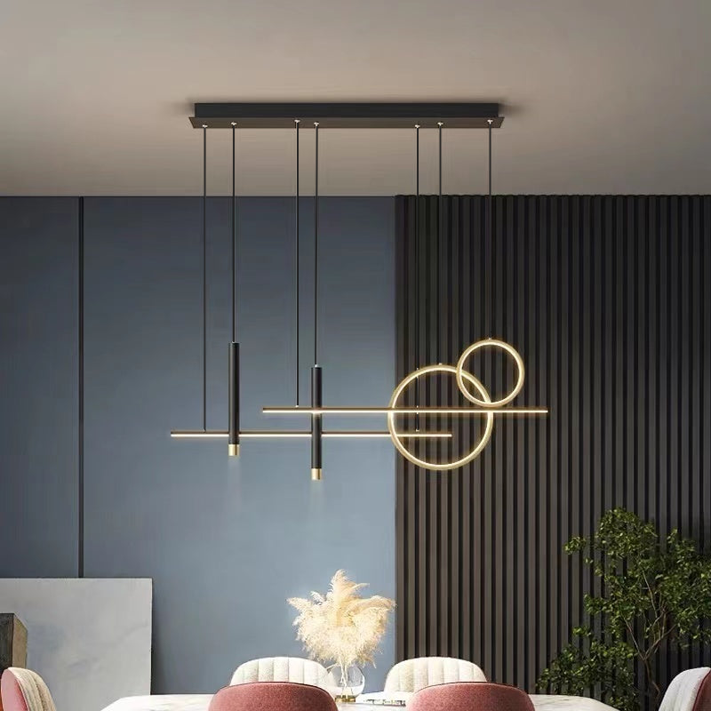 NoirLuxe Black Metal LED Chandelier for Living Room - OpalDwell