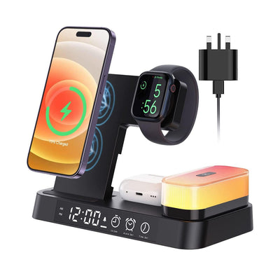 NovaCharge 5-in-1 Dock Wireless Charge Clock Lamp Hub - OpalDwell