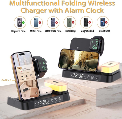 NovaCharge 5-in-1 Dock Wireless Charge Clock Lamp Hub - OpalDwell