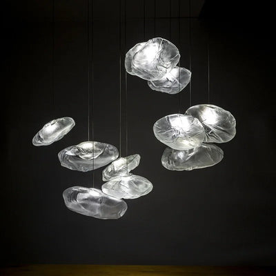 NovaCascade Glass Chandelier With Aluminum Frame And Integrated LED - OpalDwell