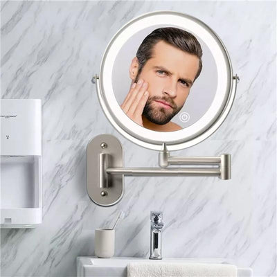 Lumivex Wall Mount LED Magnifying Vanity Mirror With Dual Arm Extendable OpalDwell
