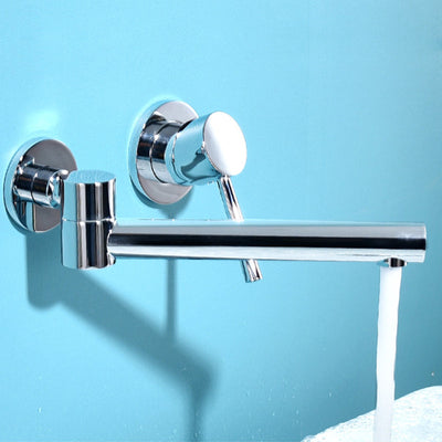 Alvora Round Wall-Mounted Bathroom Sink Faucet, Single Lever | OpalDwell OpalDwell