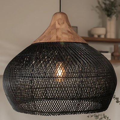 Asterra Handwoven Rattan Pendant Light Boho Ceiling - OpalDwell