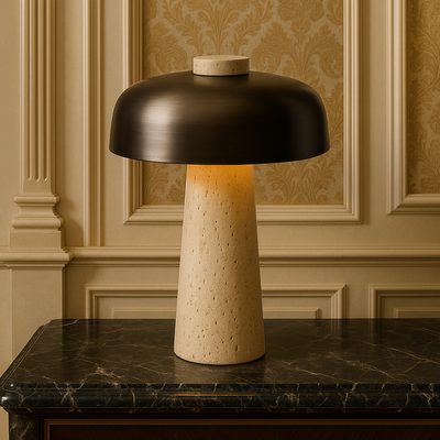 Mushroom Table Lamp With Stone Base, Modern Decorative Light - OpalDwell