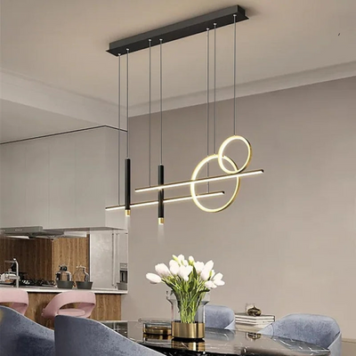 NoirLuxe Black Metal LED Chandelier for Living Room - OpalDwell