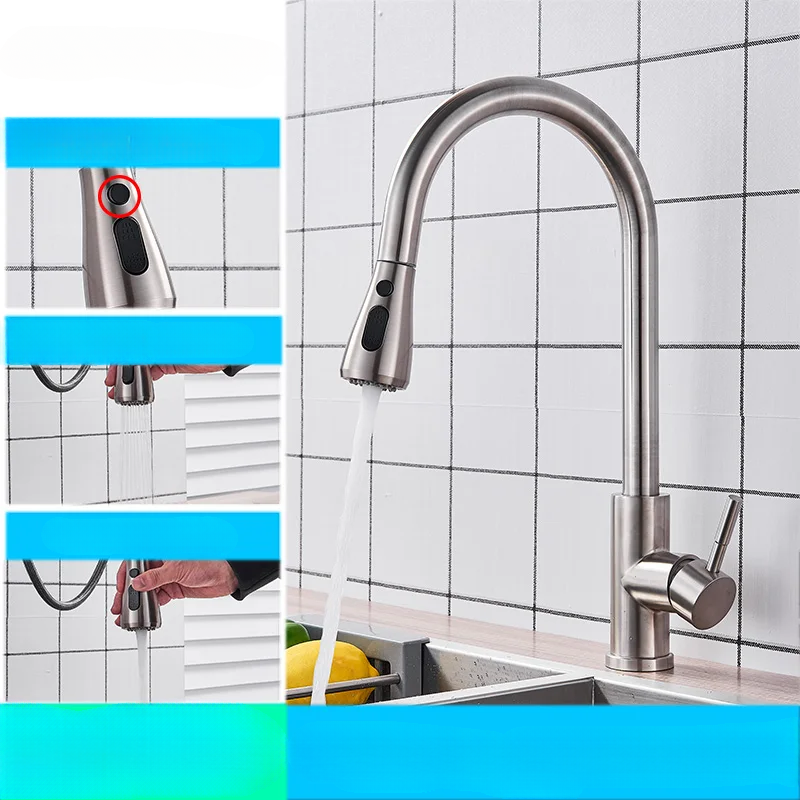 AeroFlex Kitchen Faucet with Flexible Spout Brushed Nickel OpalDwell