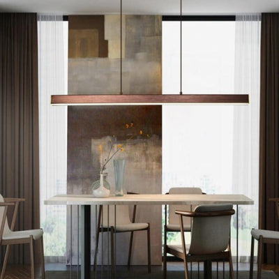 Aureon Linear LED Chandelier For Dining And Office In Black Or Brown - OpalDwell