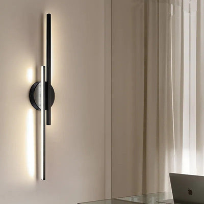 Fjordra Nordic Disc and Linear LED Wall Lamp Black White - OpalDwell