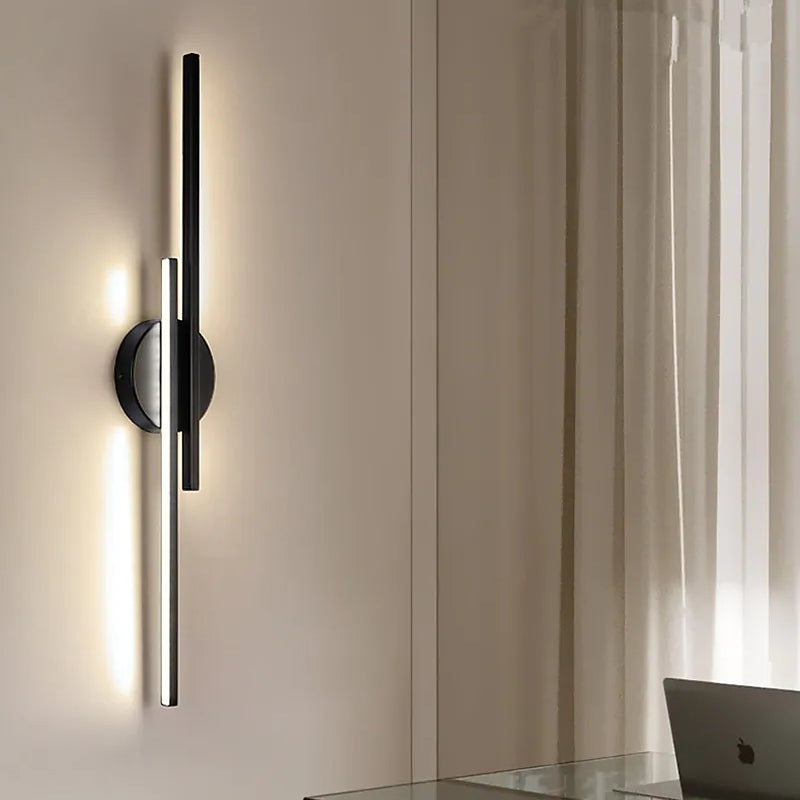 Fjordra Nordic Disc and Linear LED Wall Lamp Black White - OpalDwell