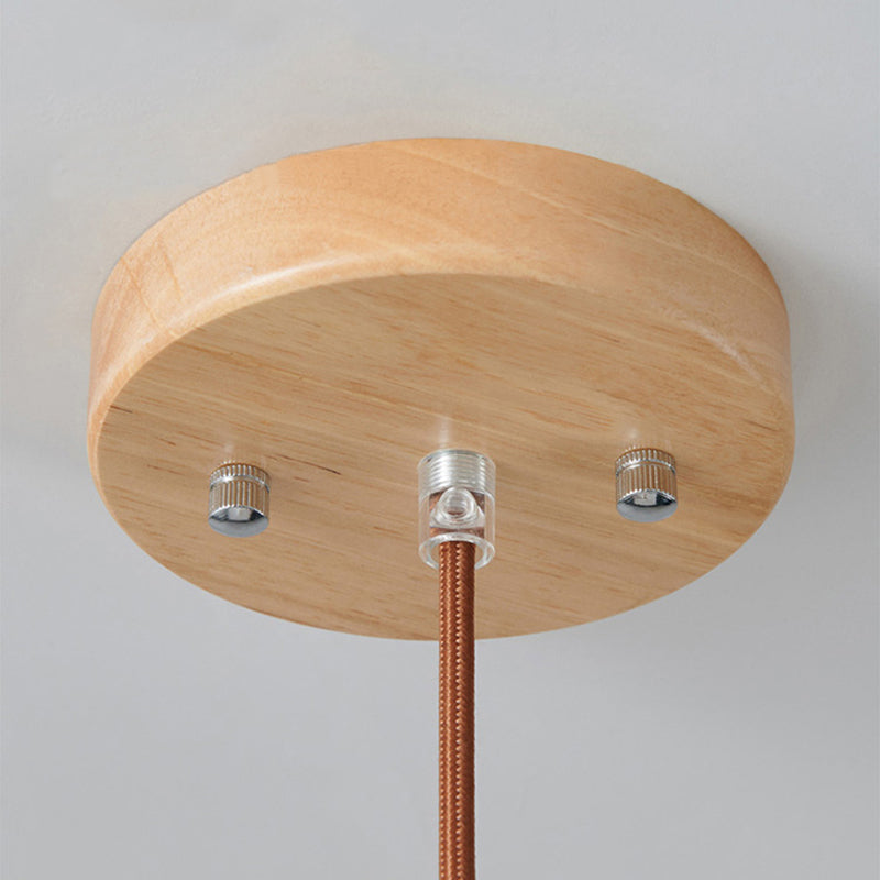 TimberGlow Wood and Glass Pendant Lamp with LED Lighting - OpalDwell