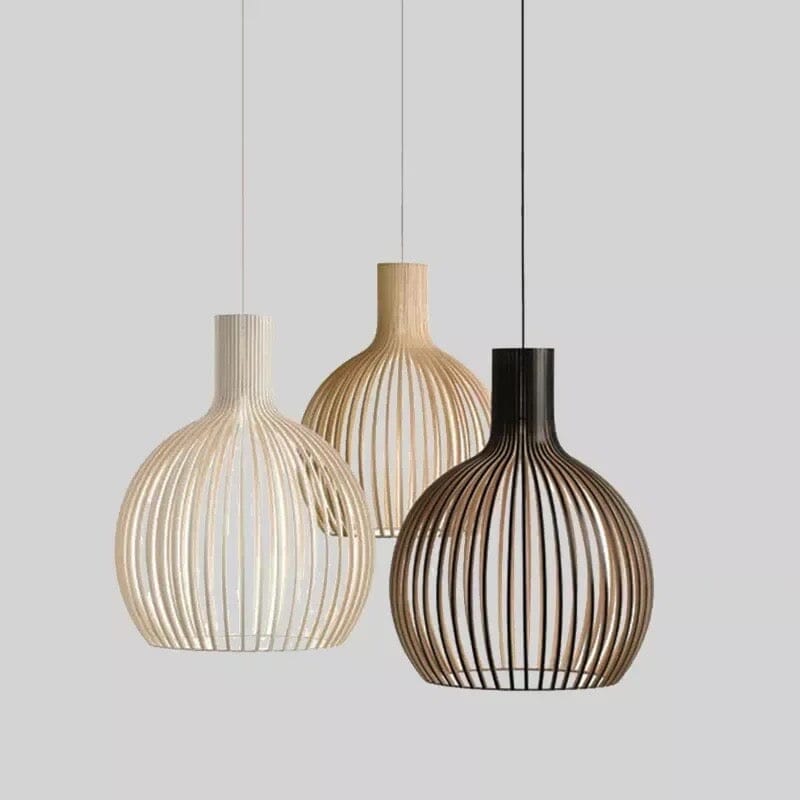 FjordLoom Wood Cage Pendant Light With Adjustable Cord | Birdcage Chandelier OpalDwell