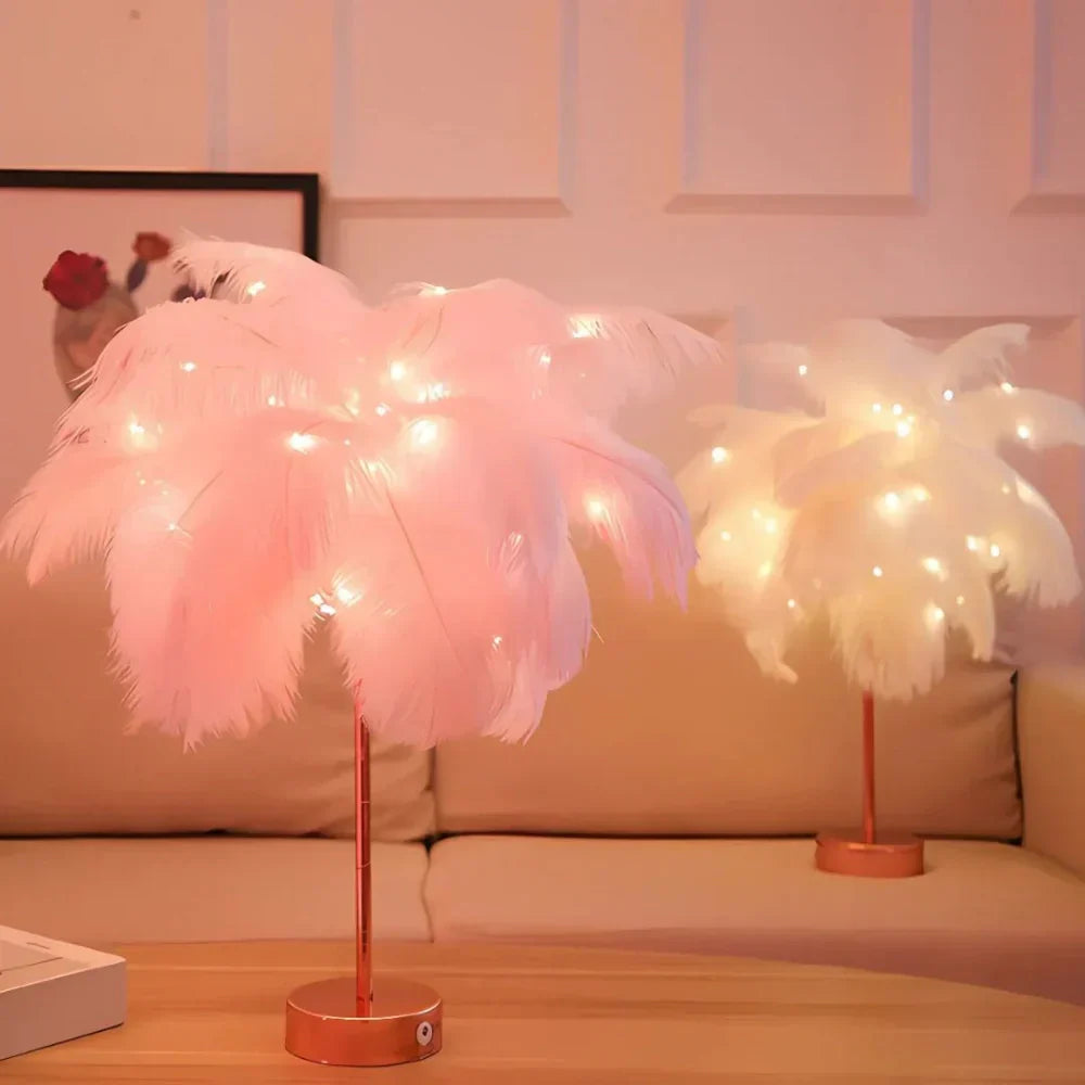 FeatherLuxe Glow Lamp | Soft Ambient Light for Living Rooms - OpalDwell