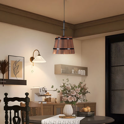CaskGlow Wooden Bucket Pendant Light for Bars and Cafes - OpalDwell