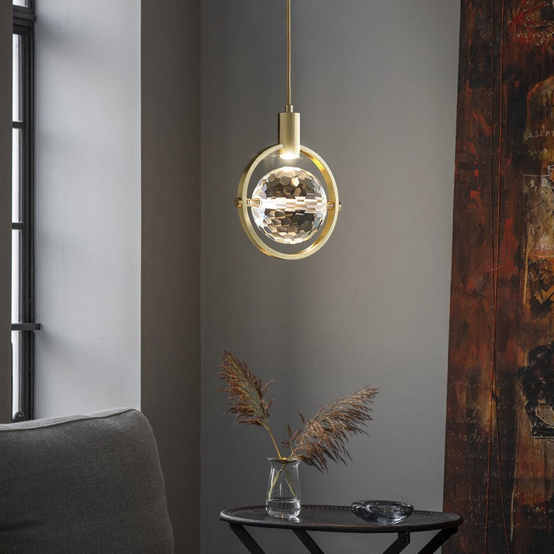 AuraRing Crystal Pendant Light LED Ring Lamp Fixture - OpalDwell