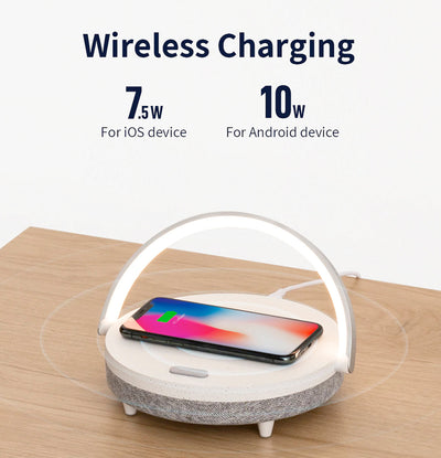 LumaNova 4 In 1 Bedside Lamp With Wireless Charging And Bluetooth Speaker - OpalDwell