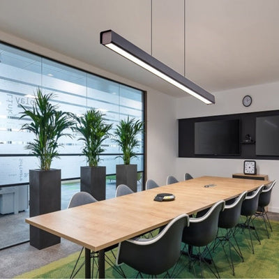 Aureon Linear LED Chandelier For Dining And Office In Black Or Brown - OpalDwell