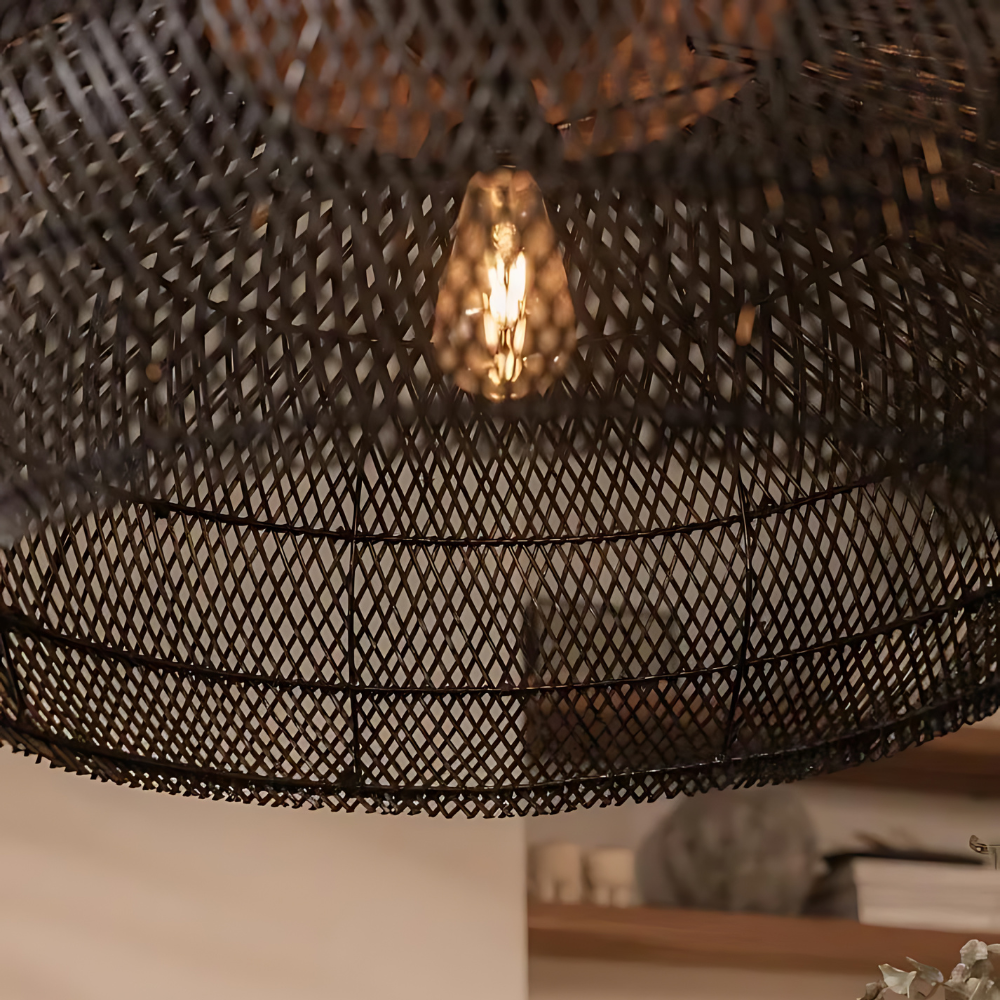 Asterra Handwoven Rattan Pendant Light Boho Ceiling - OpalDwell
