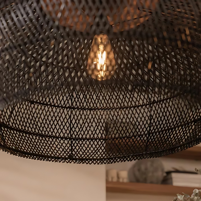 Asterra Handwoven Rattan Pendant Light Boho Ceiling - OpalDwell