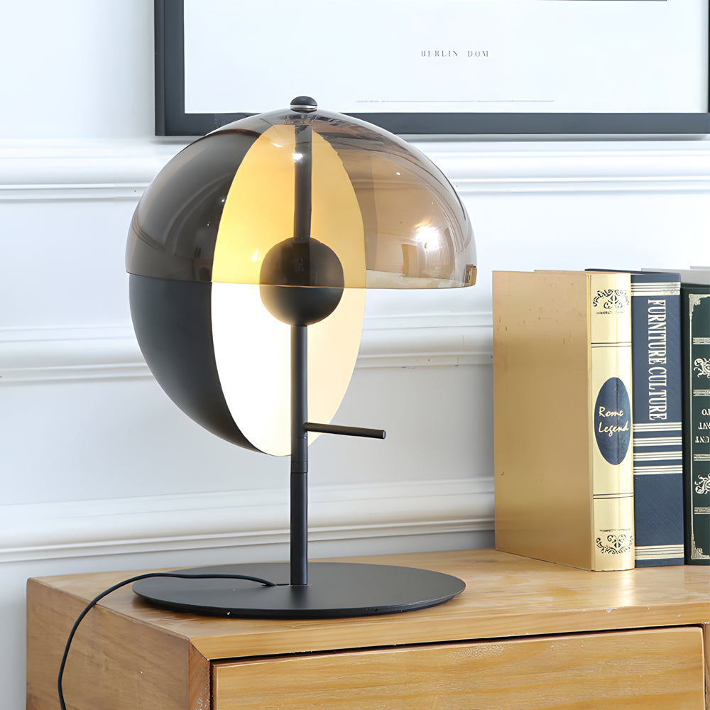 Astrae Table Lamp | Vertical Half Sphere Smoked Screen - OpalDwell