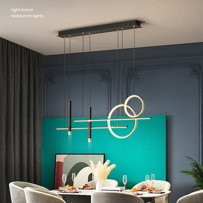 NoirLuxe Black Metal LED Chandelier for Living Room - OpalDwell