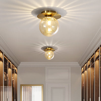 AureliaGlow Ceiling Lamp With Gold-Smoked Glass Fixture - OpalDwell